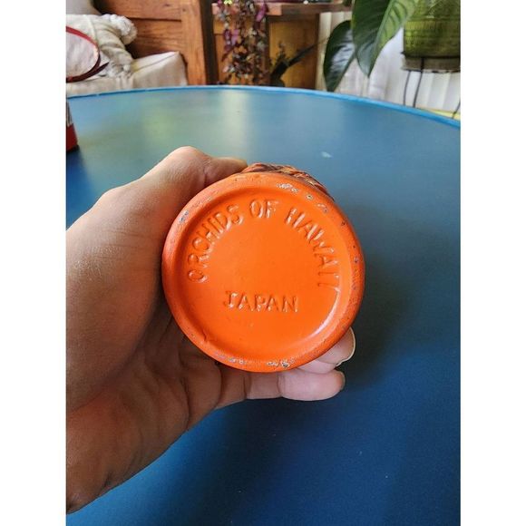 Vintage Retro Orchids Of Hawaii Hula Girl Tiki Vase Japan orange MCM mid century - Picture 5 of 5